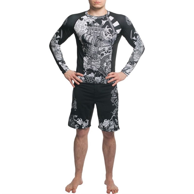 Hardcore Training Koi 2.0 Men's Rash Guard Compression Long Sleeve Jiu Jitsu MMA No-Gi Tight BJJ Grappling Base Layer White/Black - Image 4